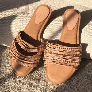 Gianni Bini rose gold slip on sandals